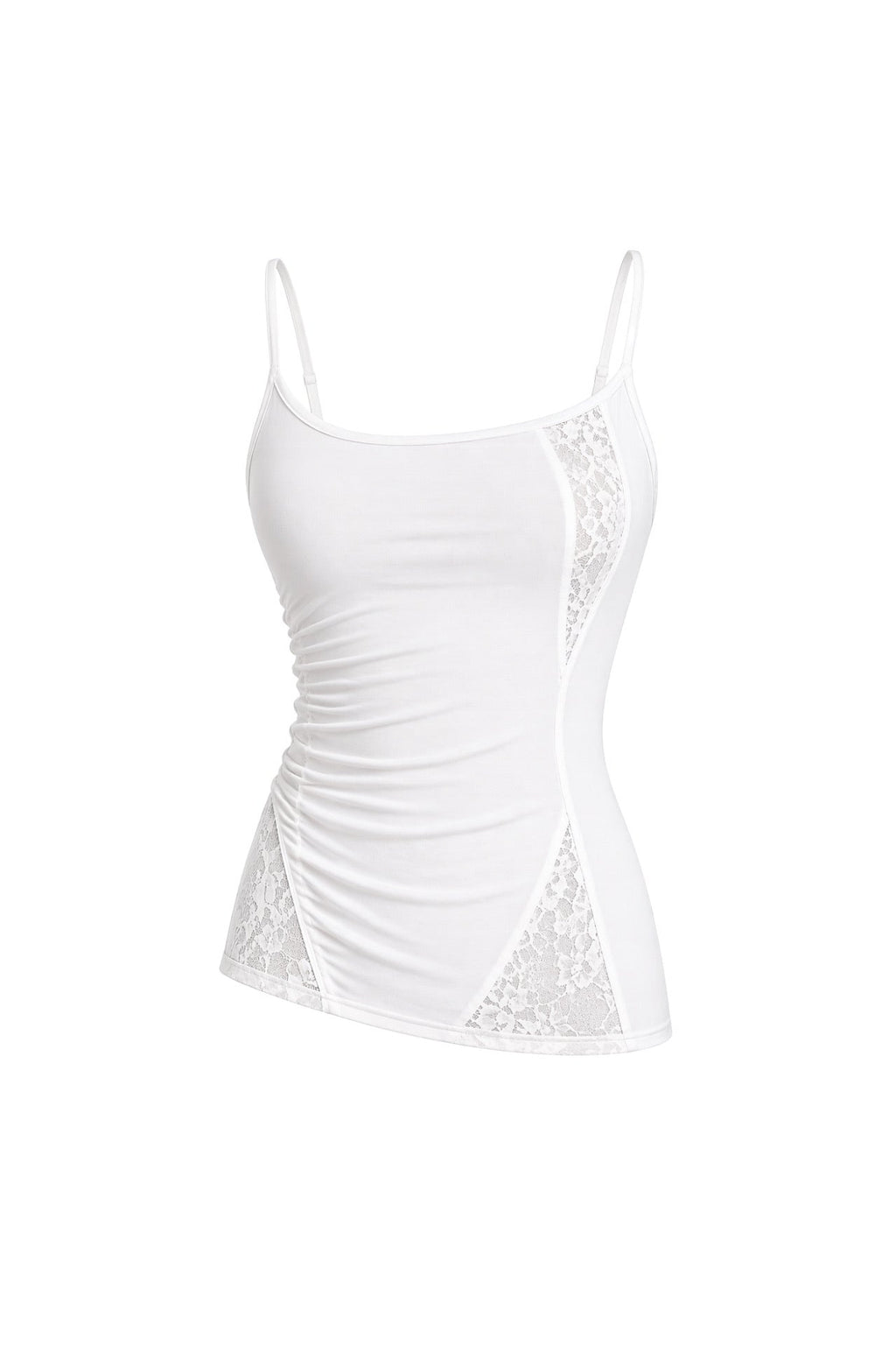 Strappy Ruched Detail White Dantel Blouse