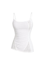 Strappy Ruched Detail White Dantel Blouse