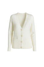 Accessory Detail V-Neck Ecru Knit Cardigan