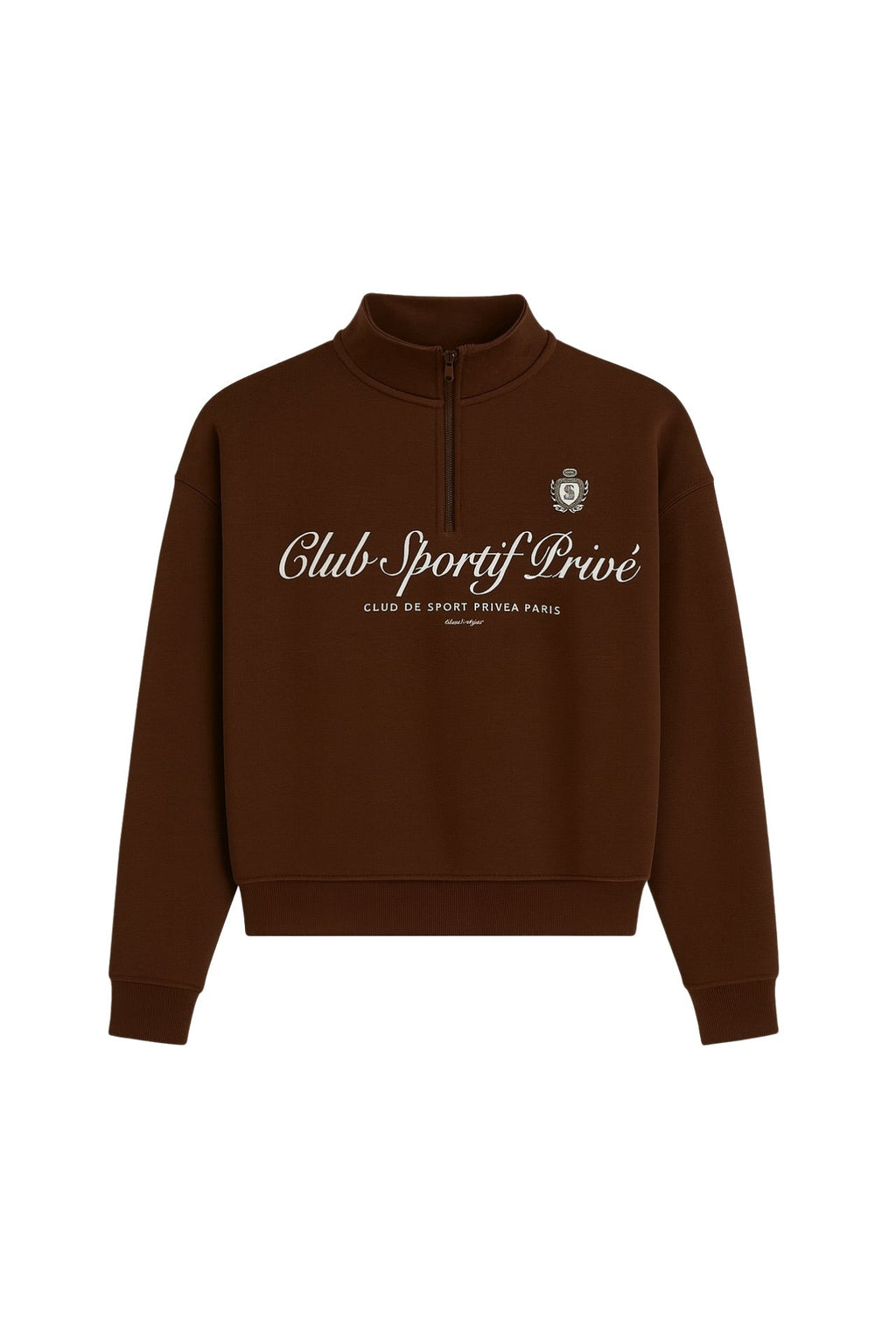 Zipper Detail Baskili Brown Sweatshirt