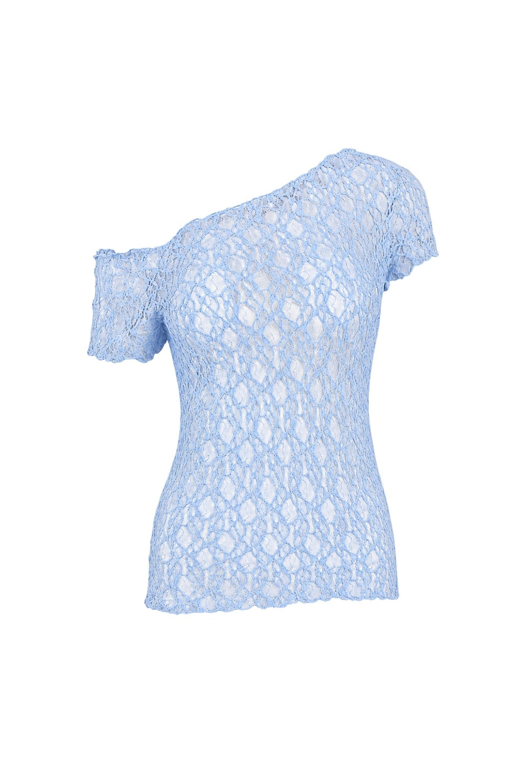 Off Shoulder Blue Guipure Blouse