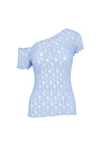 Off Shoulder Blue Guipure Blouse