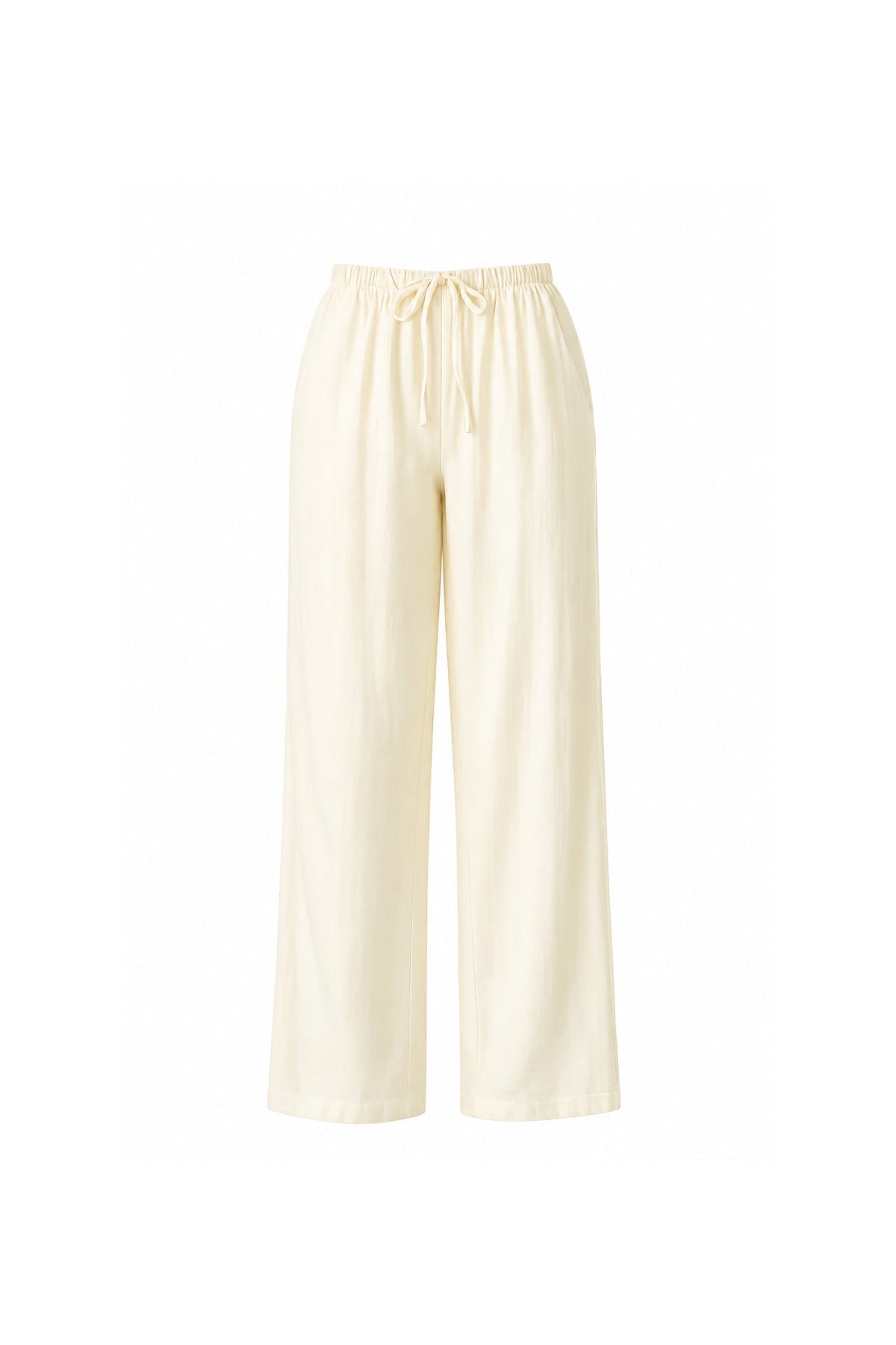 Yellow Modal Trousers with Elastic Waist Detail