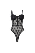 Glop Detail Strappy Black Guipure Bodysuit