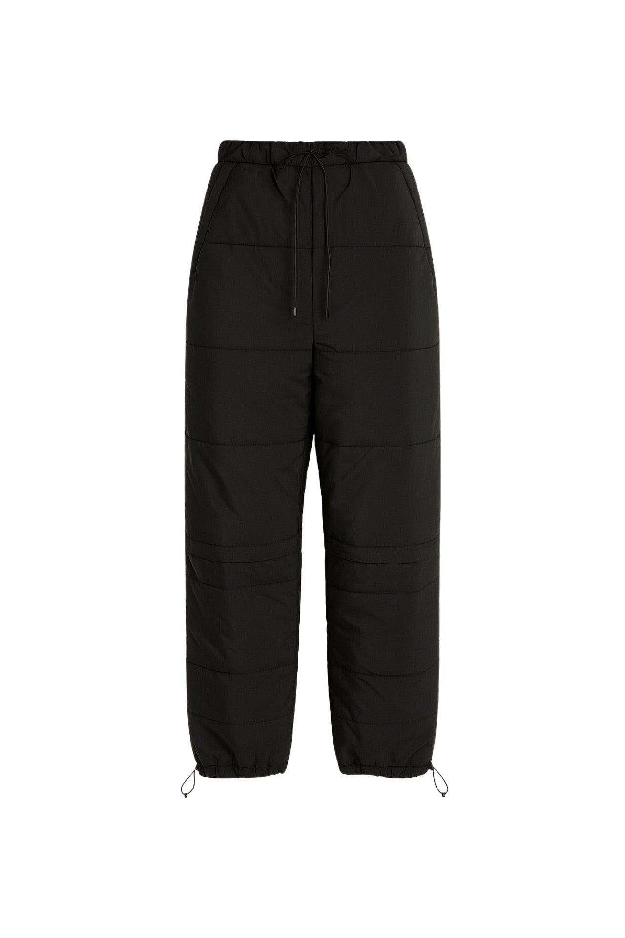 Zipper Detay Quilted Black Pants