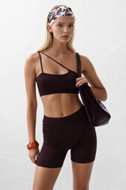 Brown Cross Strap Bra