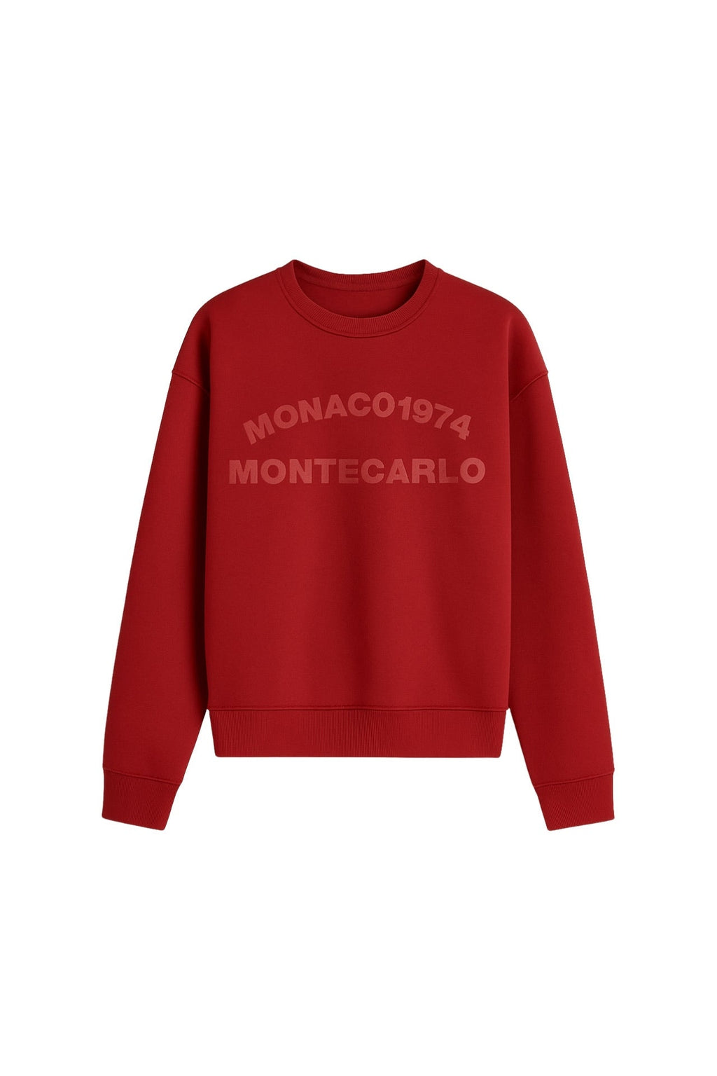 Crew Neck Kabartma Baskili Burgundy Sweatshirt