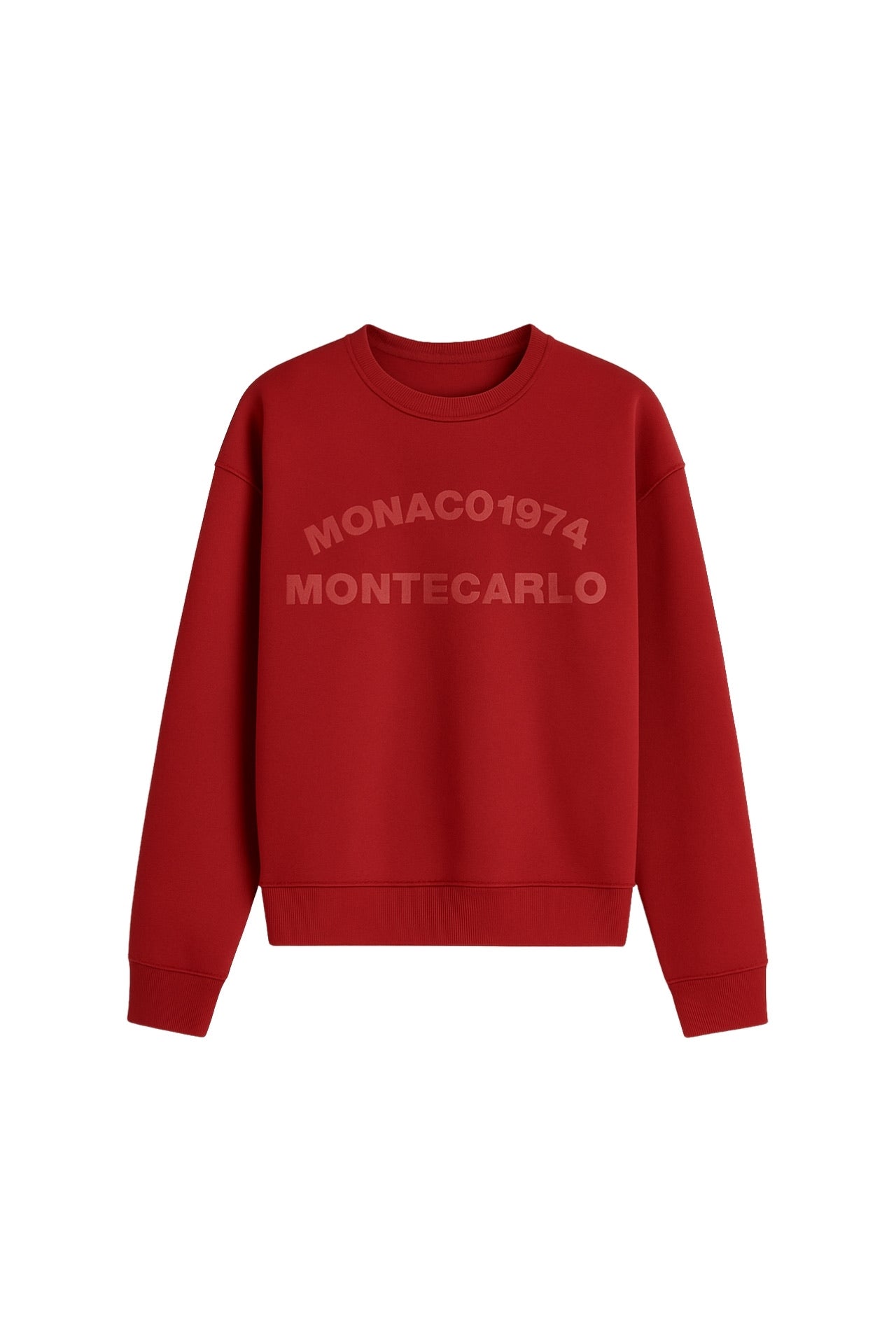 Crew Neck Kabartma Baskili Burgundy Sweatshirt