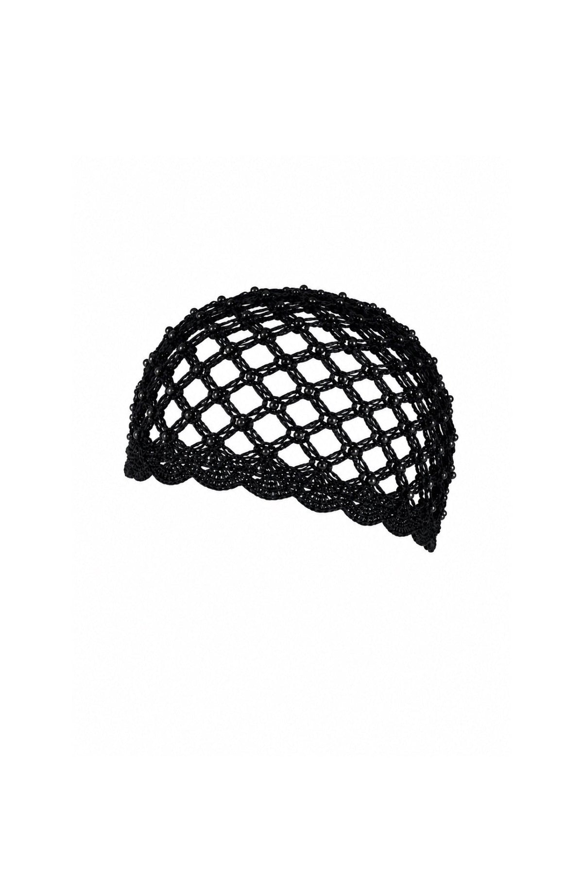 Pearl Detail Black Knit Cap