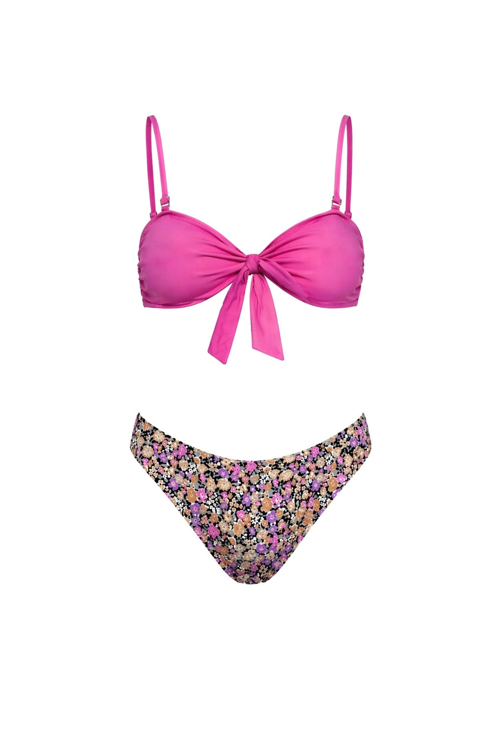 Bow Detail Floral Pink Bikini Set