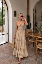 Strappy Open-Back Mink Maxi Dress