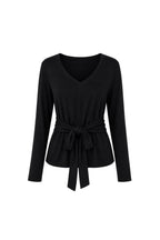 Tie Detail Thin Black Knitwear Blouse