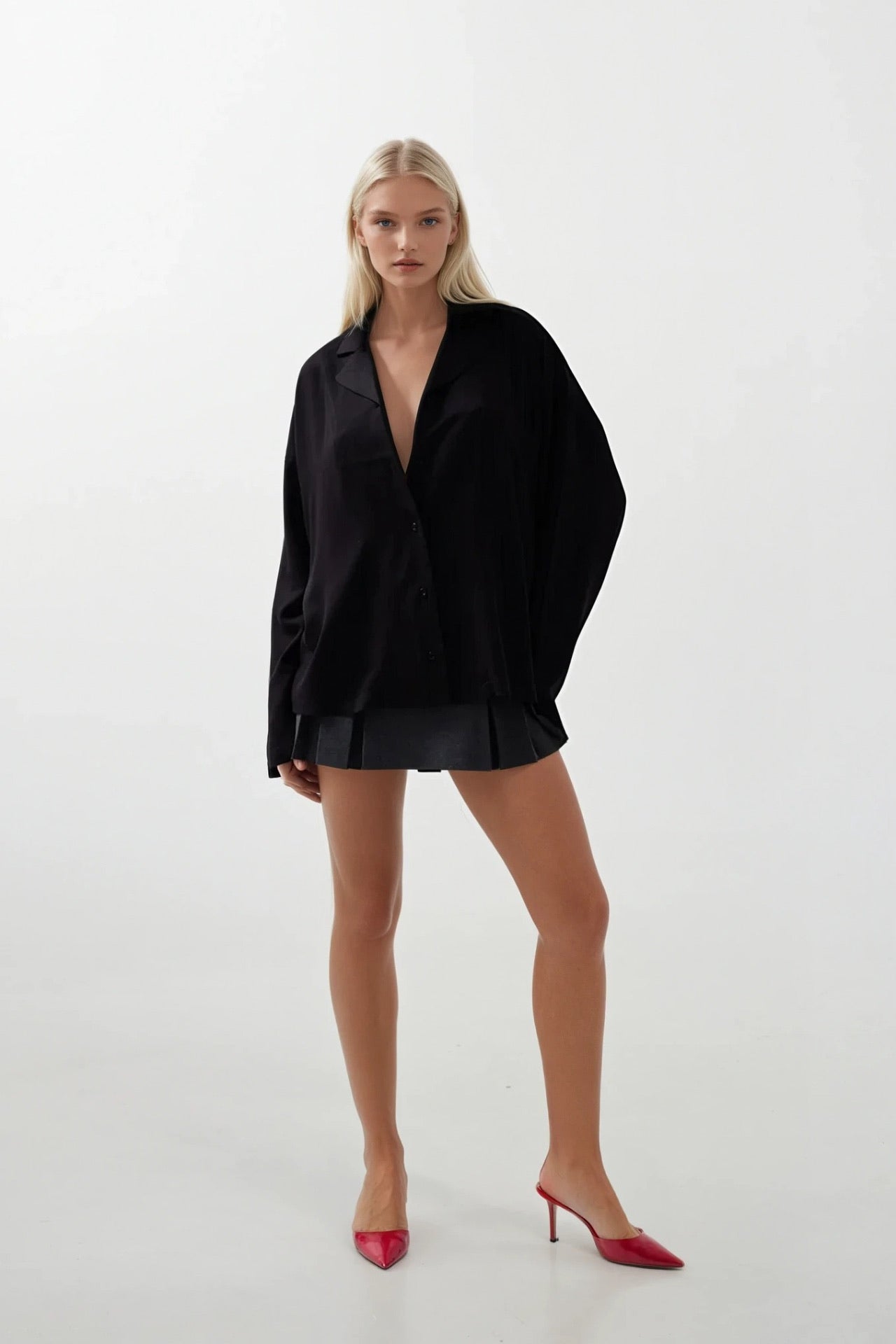 Jacket Collar Pocket Black Shirt