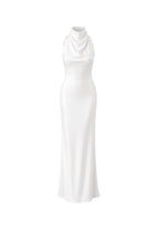Cowl Neck Maxi White Satin Dress