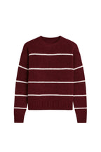 Striped Basic Burgundy Knit Sweater
