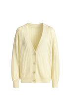 Buttoned V-Neck Yellow Knit Cardigan