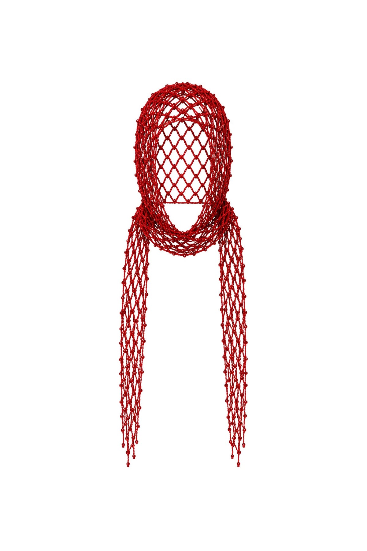 Red Hair Accessory with Pearl Detail and Ties