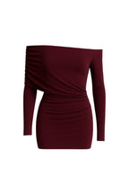 Ruched Detail Burgundy Straplez Mini Dress