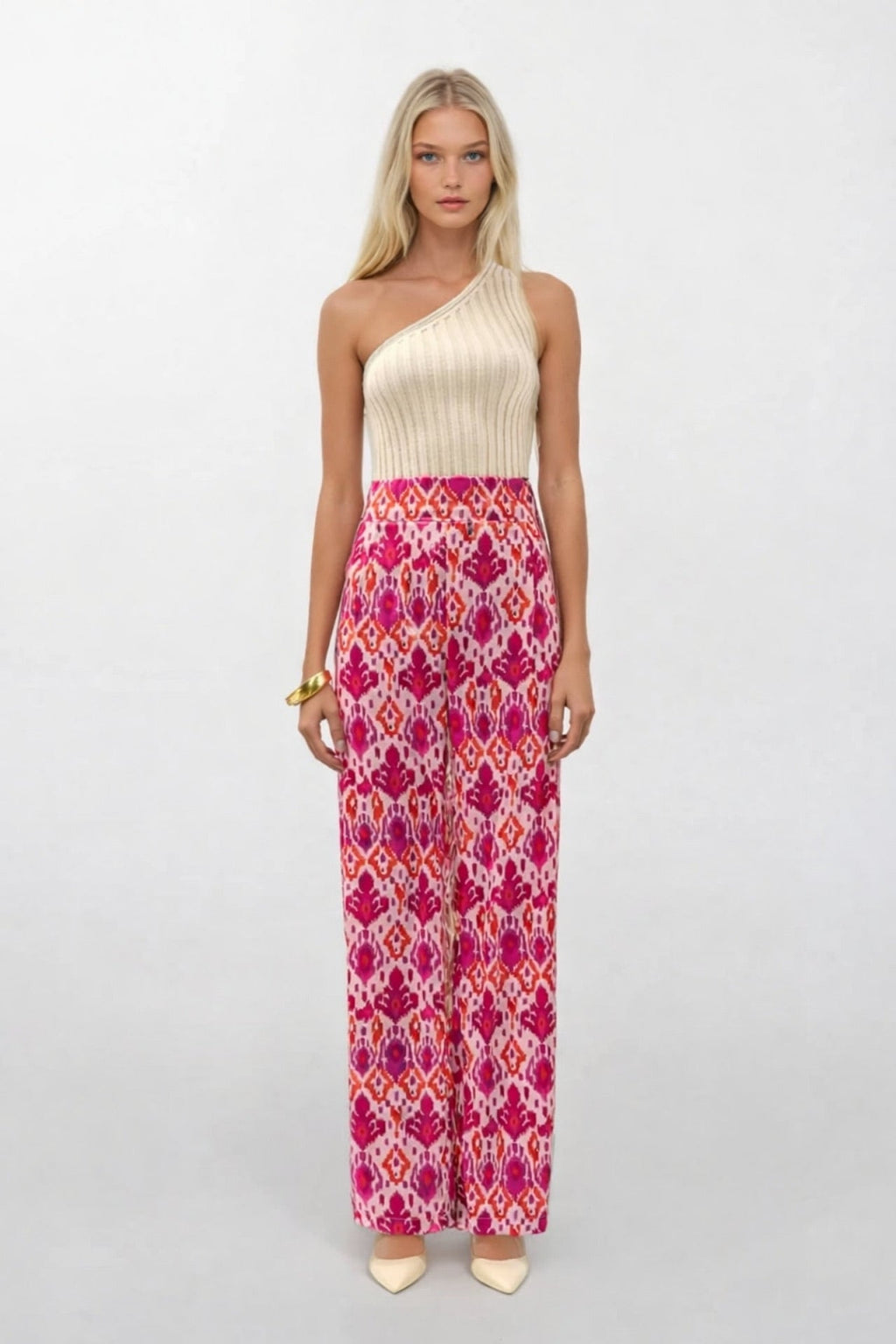 Patterned Satin Pink Pants