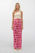 Patterned Satin Pink Pants
