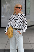 Polka Dot Pattern Scarf Detail White Shirt