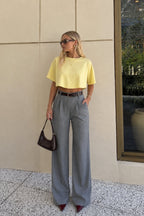 Washed Effect Yellow Crop T-Shirt