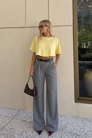 Yellow Crop T-shirt with Wash Effect