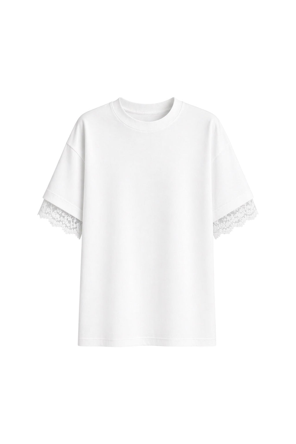 Kol Ve Sırt Lace Detail White T-Shirt