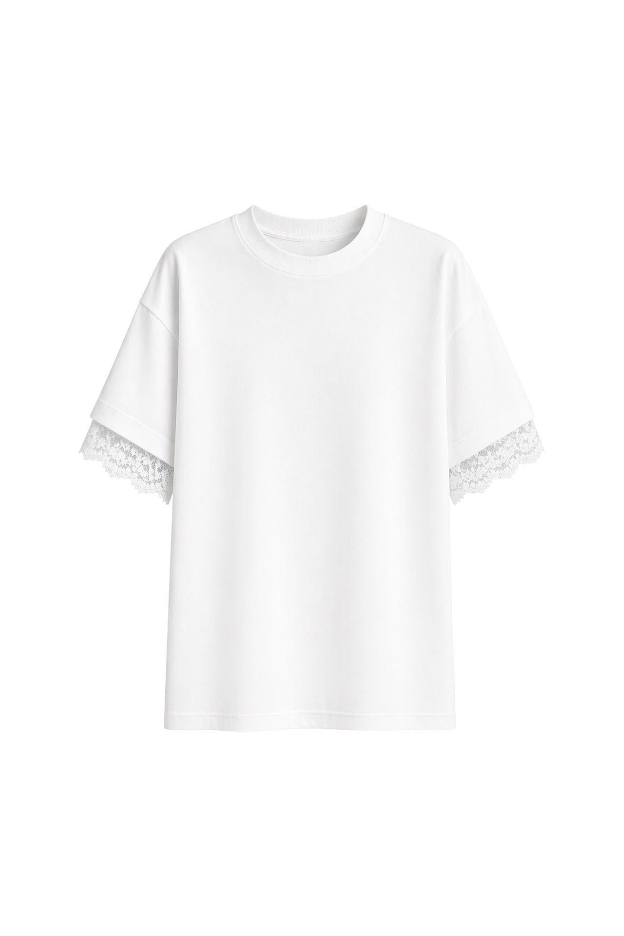 Kol Ve Sırt Lace Detail White T-Shirt