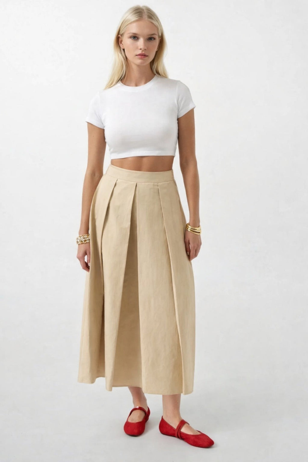 Stretch Basic Crop White T-Shirt