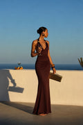 Accessory Detail Maxi Brown Dress