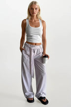 Sash Detail Striped Pink Pants