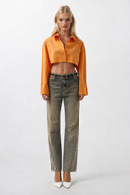 Crop Orange Oversize Shirt