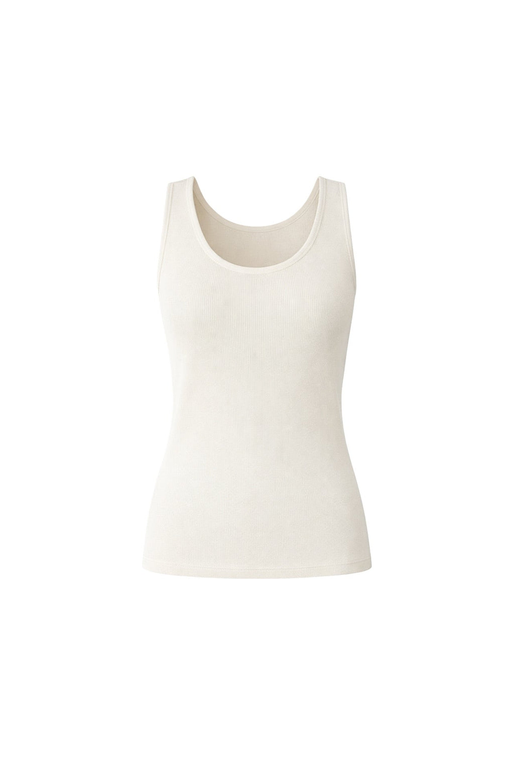 Oval Neck Basic Ecru Knit Top