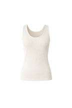 Oval Neck Basic Ecru Knit Top