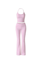 Spaghetti Strap Blouse Wide Leg Pants Pink Two-Piece Set