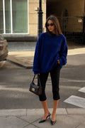Crew Neck Textured Navy Basic Kazak