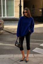 Crew Neck Textured Navy Basic Kazak