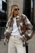 Basic Oversized Beige Plaid Shirt
