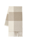 Plaid Pattern Flecked Ecru-Beige Soft Scarf
