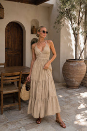 Strappy Backless Mink Maxi Dress