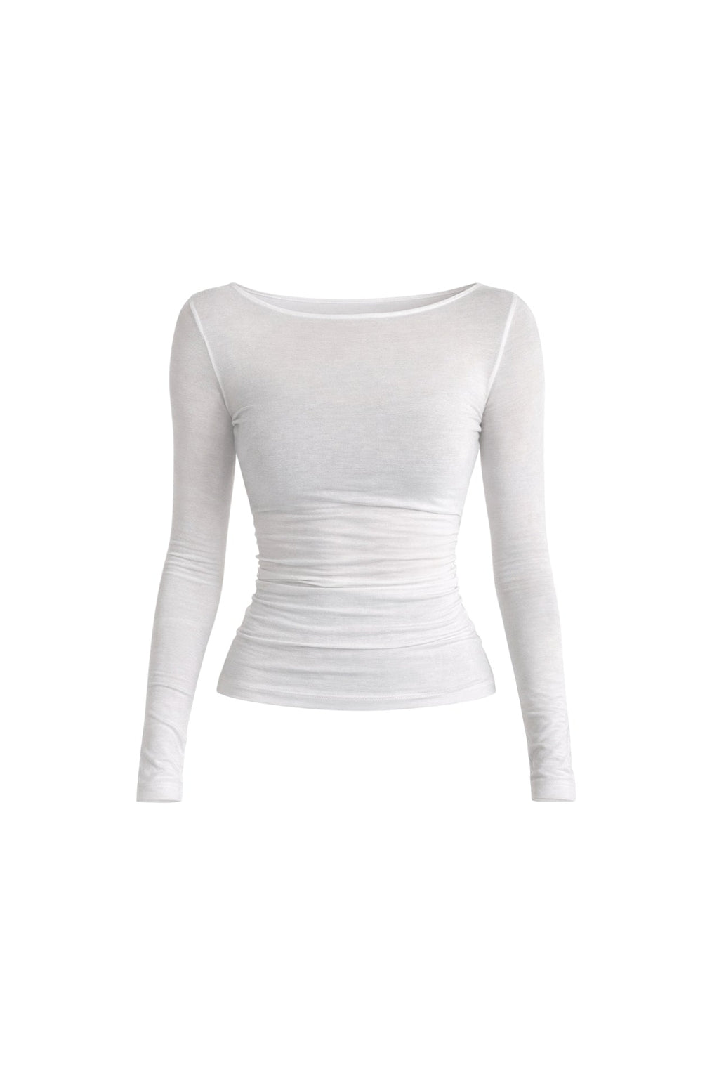 Boat Neck White Transparent Blouse