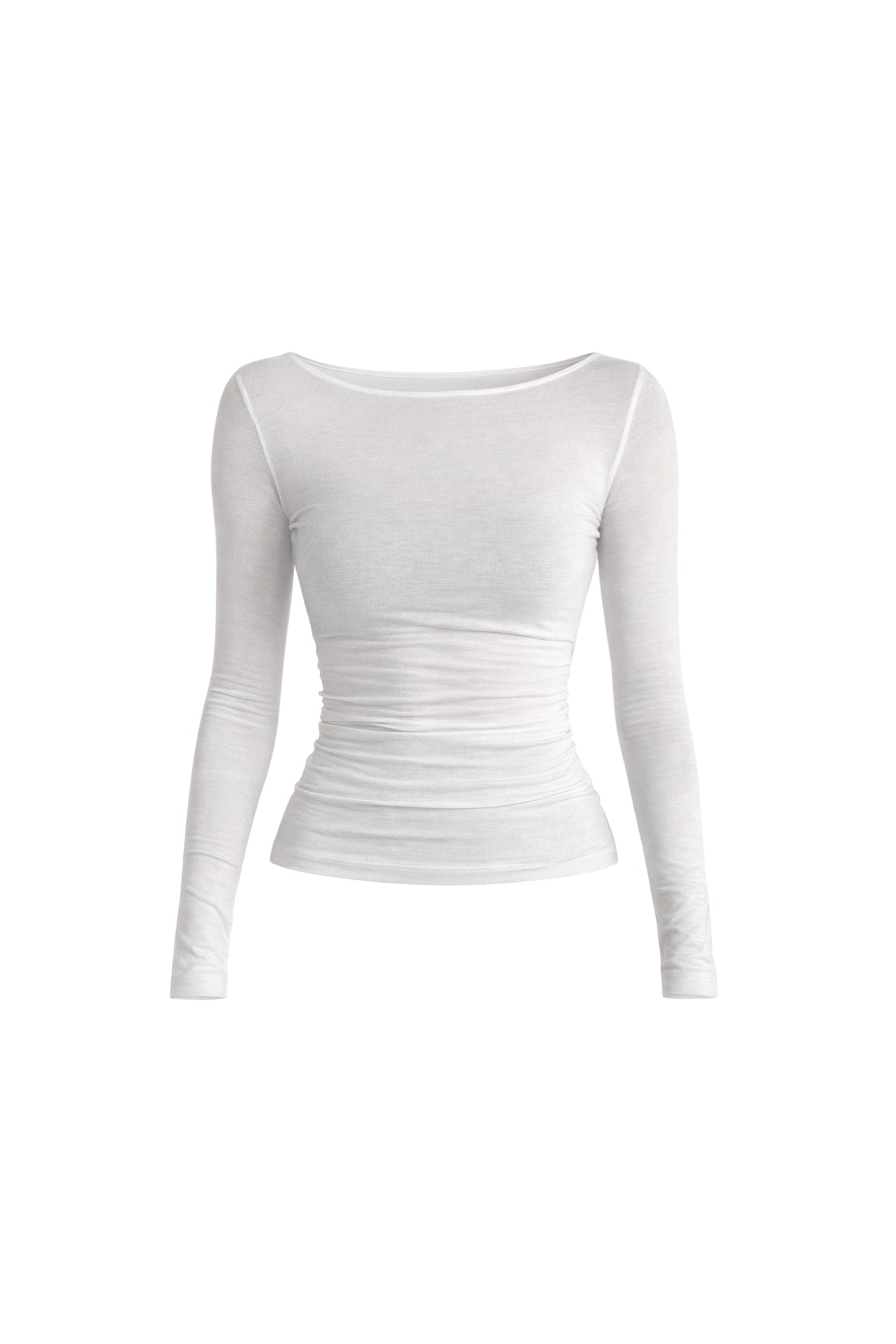 Boat Neck White Transparent Blouse