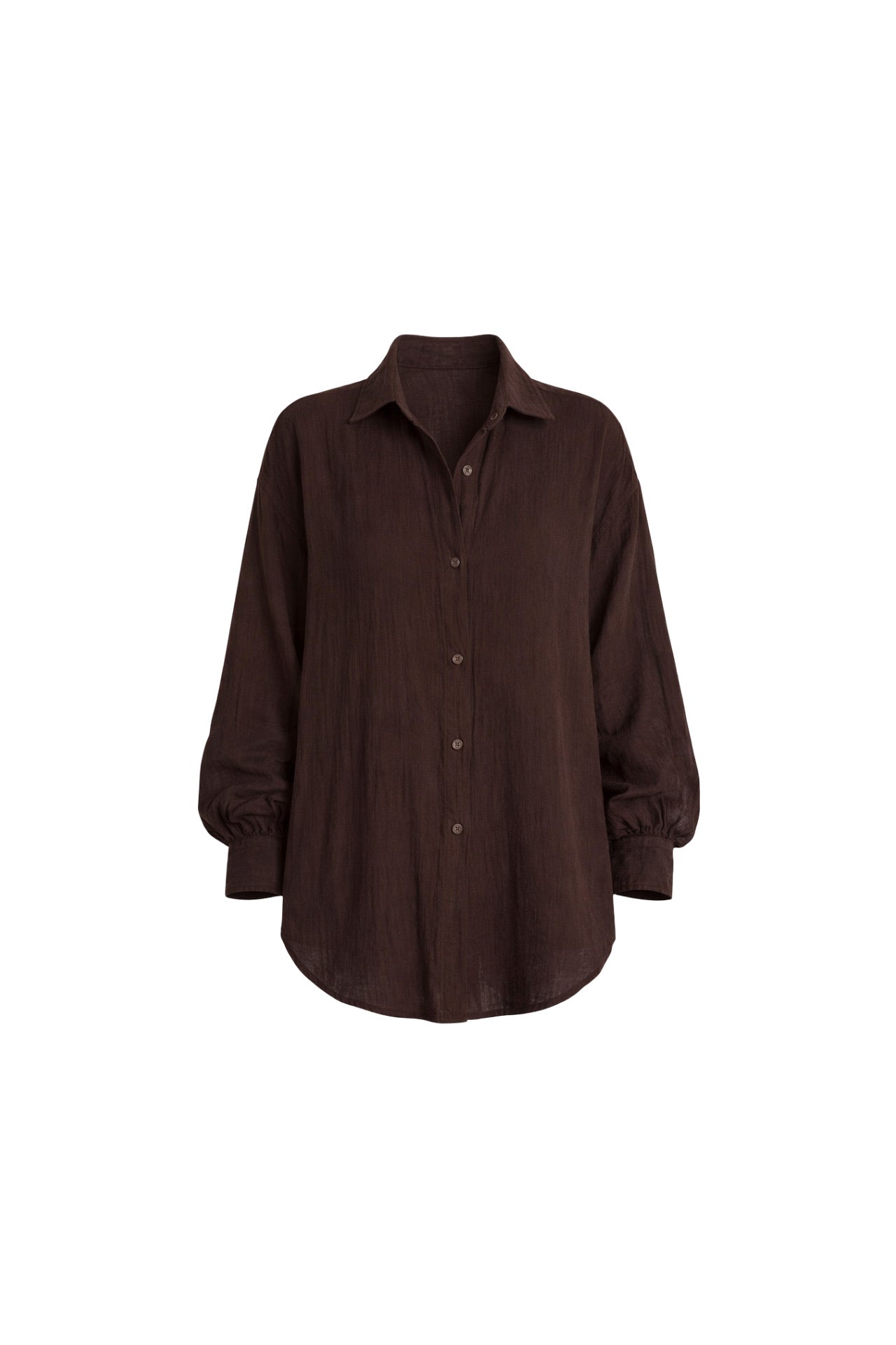 Textured Brown Oversize Shirt