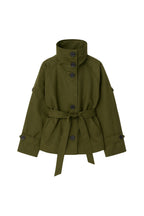 High Neck Crop Khaki Trench Coat