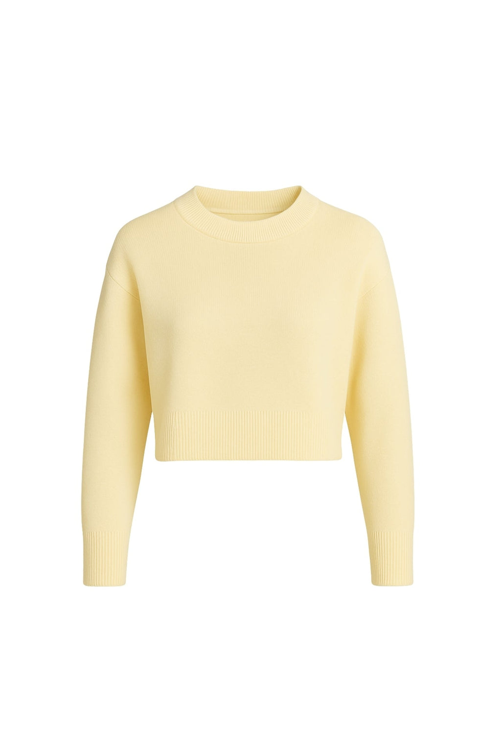 Crew Neck Crop Yellow Knit Sweater