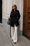 Belt Detail Basic Black Trench Coat