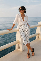 Puantiye Pattern White Kapri Trousers