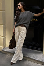 Basic Oversized Charcoal Knit Sweater Vest