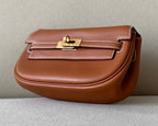 Handmade Swift Leather Crossbody Bag with Mini Pouch – Gold Brown